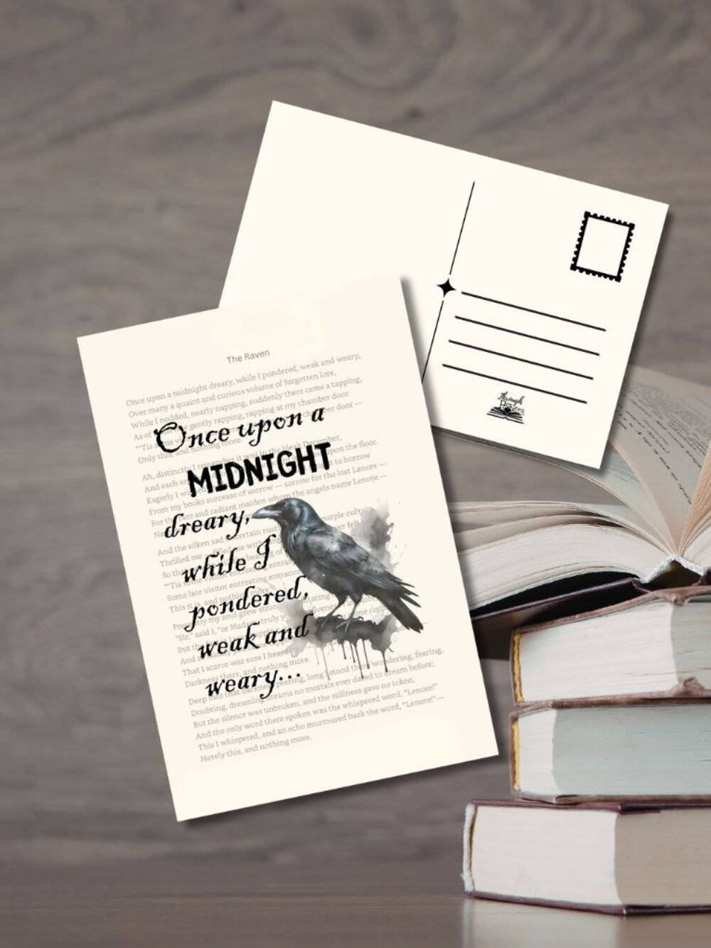 Edgar Allan Poe Bookish Book Page Postcard Mini Art Print, The Raven